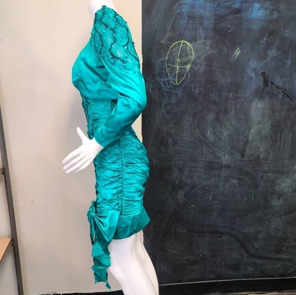 Vintage Teal Sequin Tube Dress & Bolero - Picture 5 of 9
